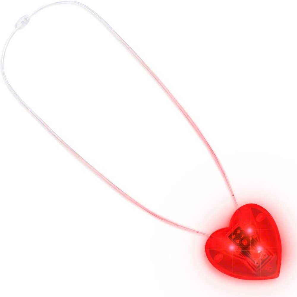Red Flashing LED Light Up Heart Necklace